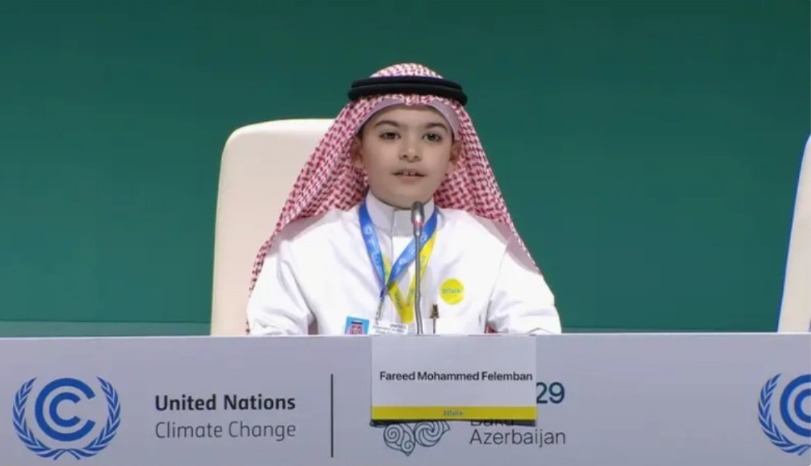 كوب 29.. فريد فلمبان البالغ 10 سنوات يلقي خطابا أمام العالم