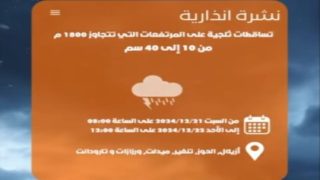 طقس..نشرةإنذارية ليومي السبت و الأحد