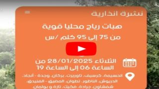 فيديو..نشرة إنذارية حول طقس الثلاثاء 28 يناير 2025