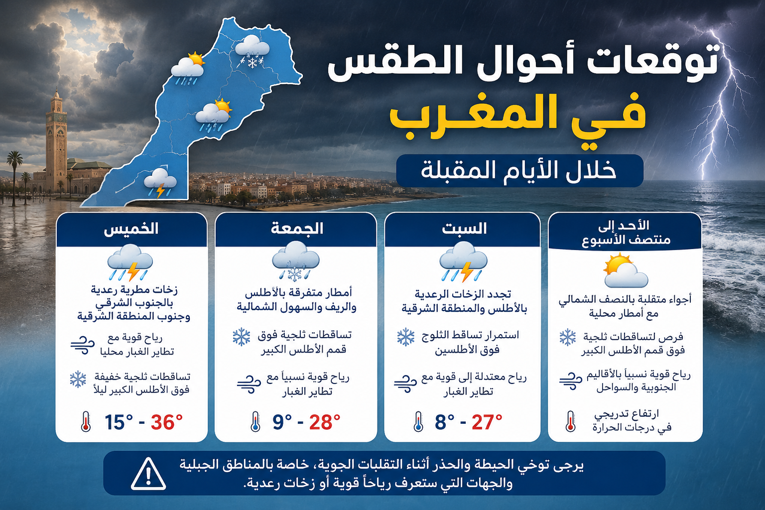 تقلبات جوية وأمطار رعدية مرتقبة بعدد من مناطق المغرب